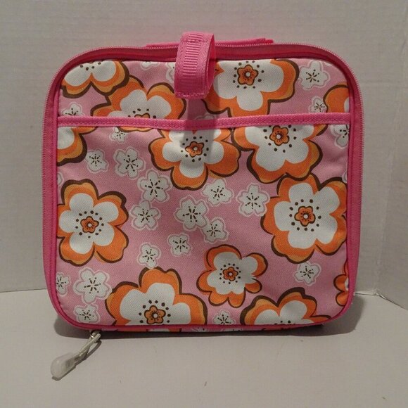 Pottery Barn Kids Pink Orange Floral Print Tech Case DVD IPad Books Crafts Bible - Picture 1 of 5